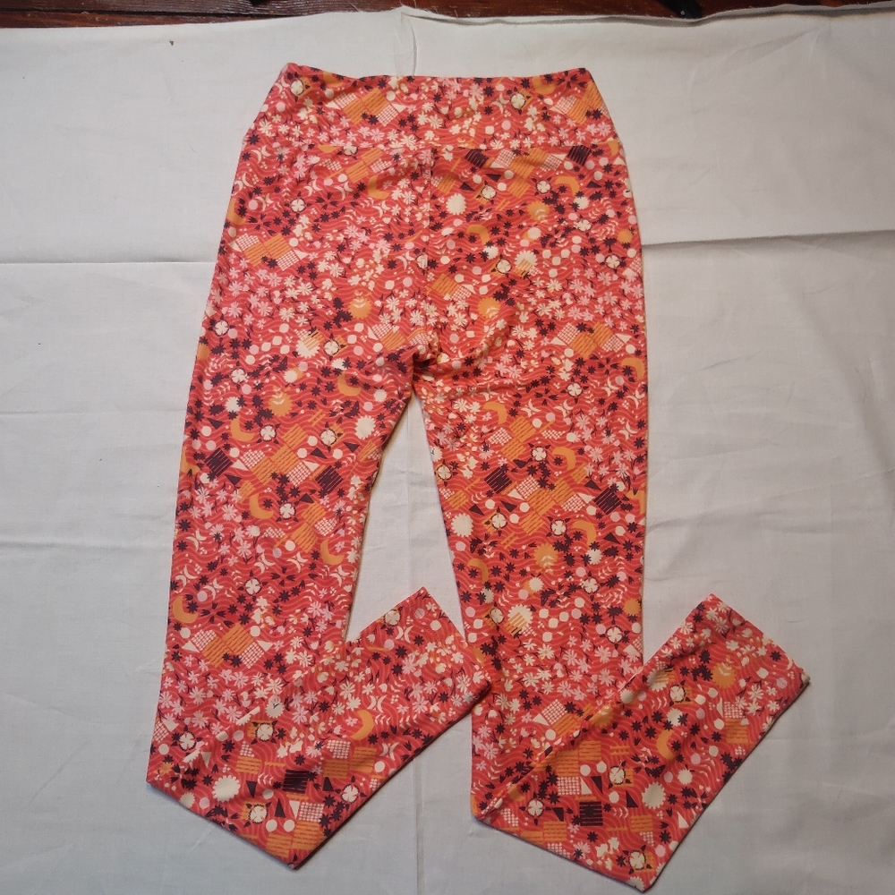 LuLaRoe Leggings Women's One Size Pink Floral Bottoms Skinny Leg Pants - Picture 6 of 10